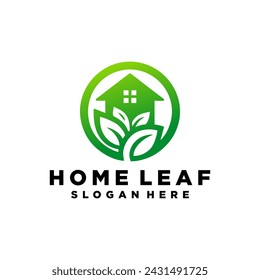 Green House Logo Vorlage Design Vektor Illustration.Home und Blatt Logo Vektor