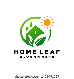Green House Logo Template Design Vector Illustration.Home and leaf logo vector