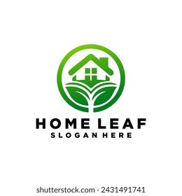 Green House Logo Template Design Vector Illustration.Home and leaf logo vector