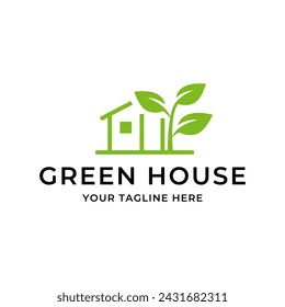Green House Logo Template Design Vector Illustration isolated on white background.