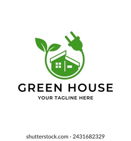 Green House Logo Template Design Vector Illustration isolated on white background.