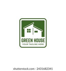 Green House Logo Template Design Vector Illustration isolated on white background.