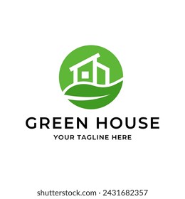 Green House Logo Template Design Vector Illustration isolated on white background.