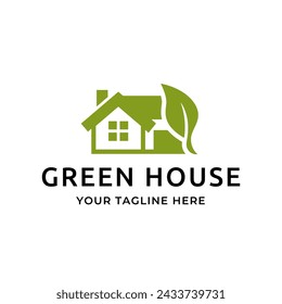 Green House Logo Template Design Vector Illustration isolated on white background.