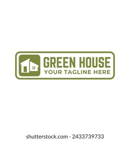 Green House Logo Template Design Vector Illustration isolated on white background.