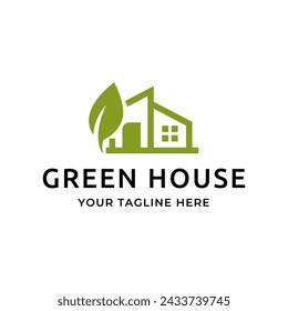 Green House Logo Template Design Vector Illustration isolated on white background.