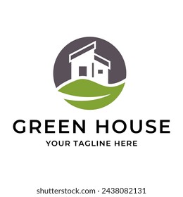 Green House Logo Vorlage Design Vektor-Illustration isoliert auf weißem Hintergrund.
