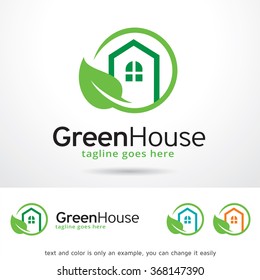 Green House Logo Template Design Vector