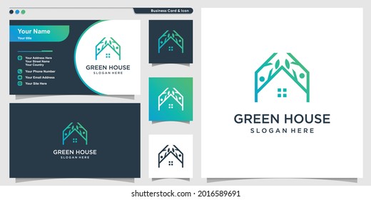Green house logo template with modern style Premium Vector