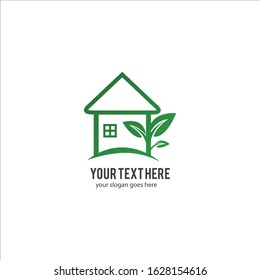 Green House Logo Template And Real Estate Logo Design.House Icon