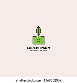 Green House logo template, vector illustration - Vector