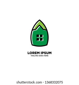 Green House logo template, vector illustration - Vector