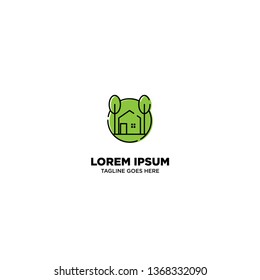 Green House logo template, vector illustration - Vector