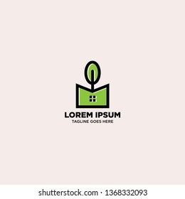 Green House logo template, vector illustration - Vector