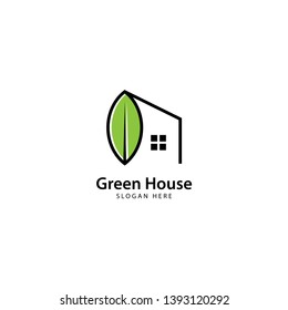 Green House logo template, vector illustration - Vector