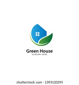 Green House logo template, vector illustration - Vector