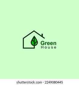Green house logo template vector.