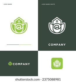Green House Logo Template in Vector Icon Illustration Design