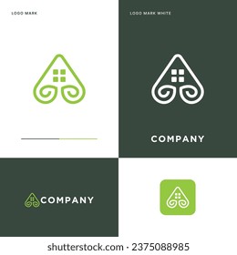 Green House Logo Template in Vector Icon Illustration Design