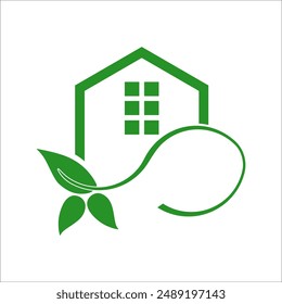 Green House Logo Template. House Logo Vector Element