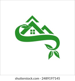 Green House Logo Template. House Logo Vector Element