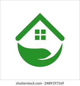 Green House Logo Template. House Logo Vector Element