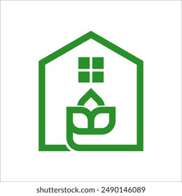 Green House Logo Template. House Logo Vector Element