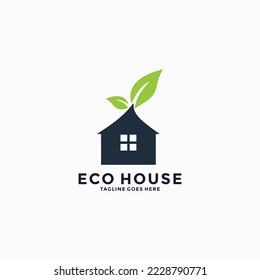 Green house logo template.eco house Vegan symbol, eco logo. Leaf and natural logo concept design