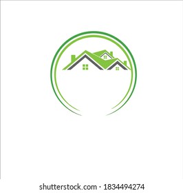 logotipo de la casa verde y vector