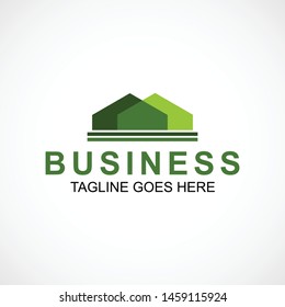 Green house logo vector design with triangle shape in green colors for company business