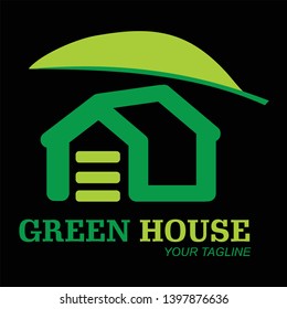 green house logo vector with eco-friendly concept