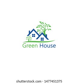 green house logo, vector green home, real estate company