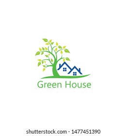 green house logo, vector green home, real estate company