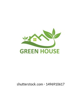 green house logo vector green home stock vector