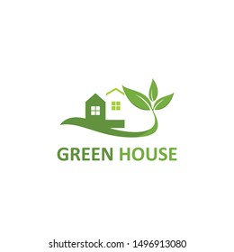 green house logo vector green home stock vector