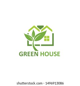 green house logo vector green home stock vector