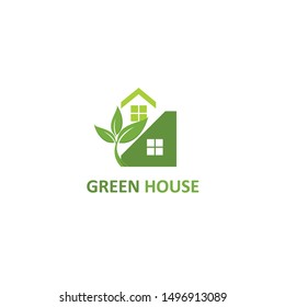 green house logo vector green home stock vector