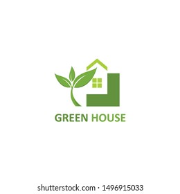 green house logo vector green home stock vector