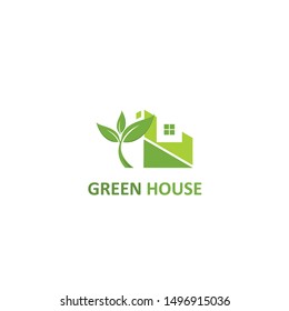 green house logo vector green home stock vector