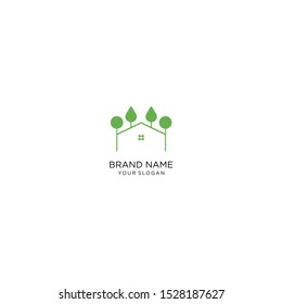 green house logo vector green home stock vector