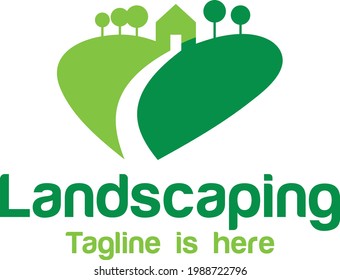 Green house logo vector, green home landscape logo template.