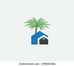 Green house logo vector, green home  logo template