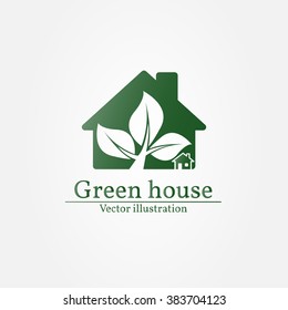 Green house logo. Vector illustration.