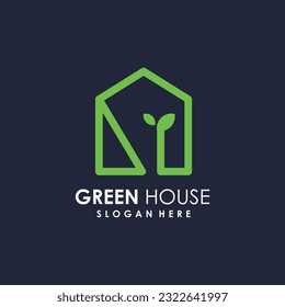 Green house logo vector with modern simple concept