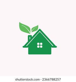 green house logo, with a very fresh aura that demonstrates concern for global marketing issues, vector illustration that is simple and attractive to look at