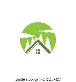 Green House Logo with window Real estate Illustration Design Template, Suitable for Creative Industries, Technology, Multimedia, Education, Shops and related businesses.