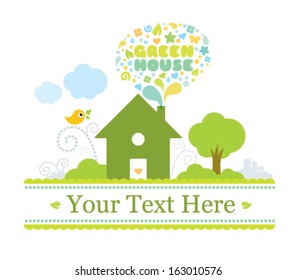 Green House Nature Friendly Organic Vector 