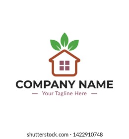Green House Nature Logo Design Template suitable for your company logo or go green event