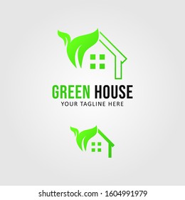 Green house nature logo design. With concept eco friendly and smart houses. Simple design with gradient color