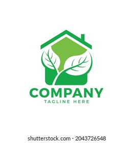 Green House Negative Space Logo Design